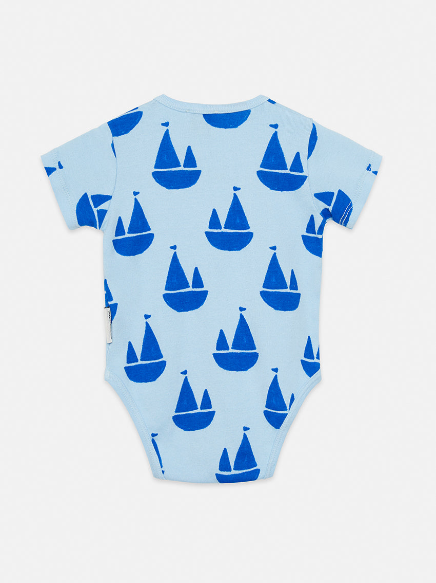 Boat Shapes Allover Baby Body Celeste