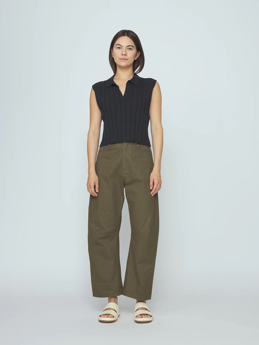 Collared Knit Vest Speckle Black