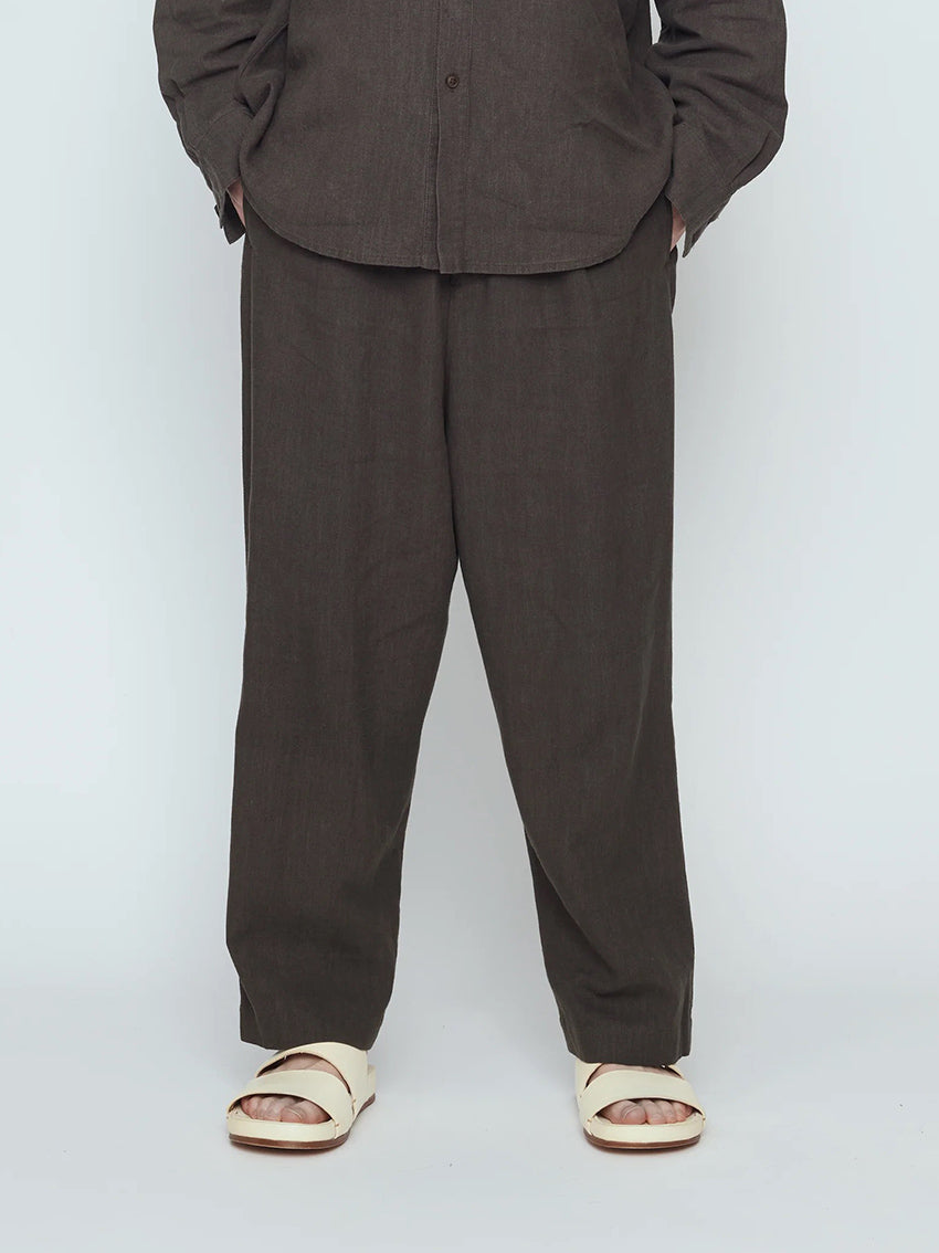 Elastic Dropped Crotch Trouser Olive Gray