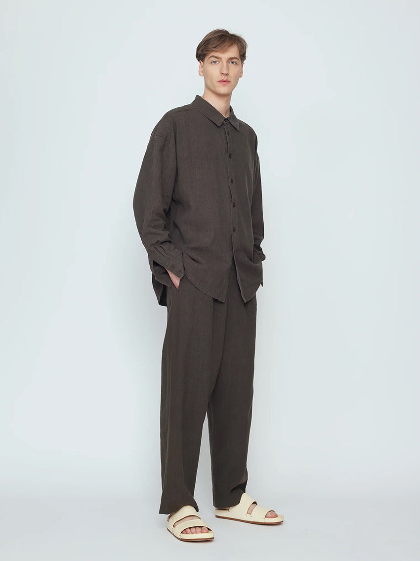 Elastic Dropped Crotch Trouser Olive Gray