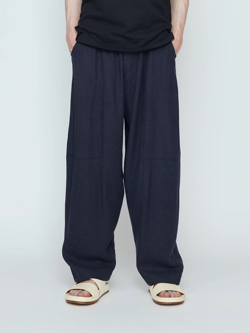 Elastic Panel Barrel Trouser Navy Black