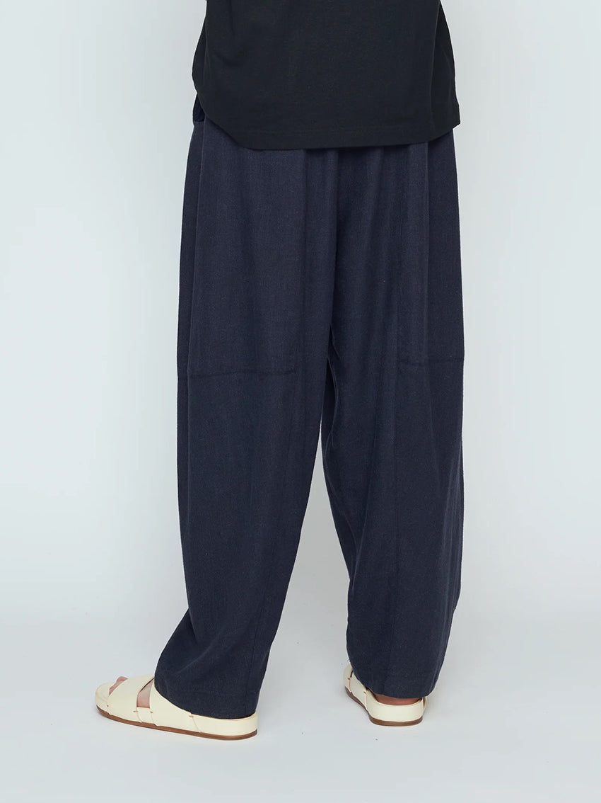 Elastic Panel Barrel Trouser Navy Black
