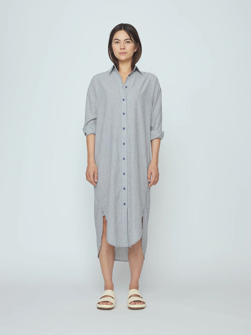Striped Dolman Maxi Dress Navy Stripes