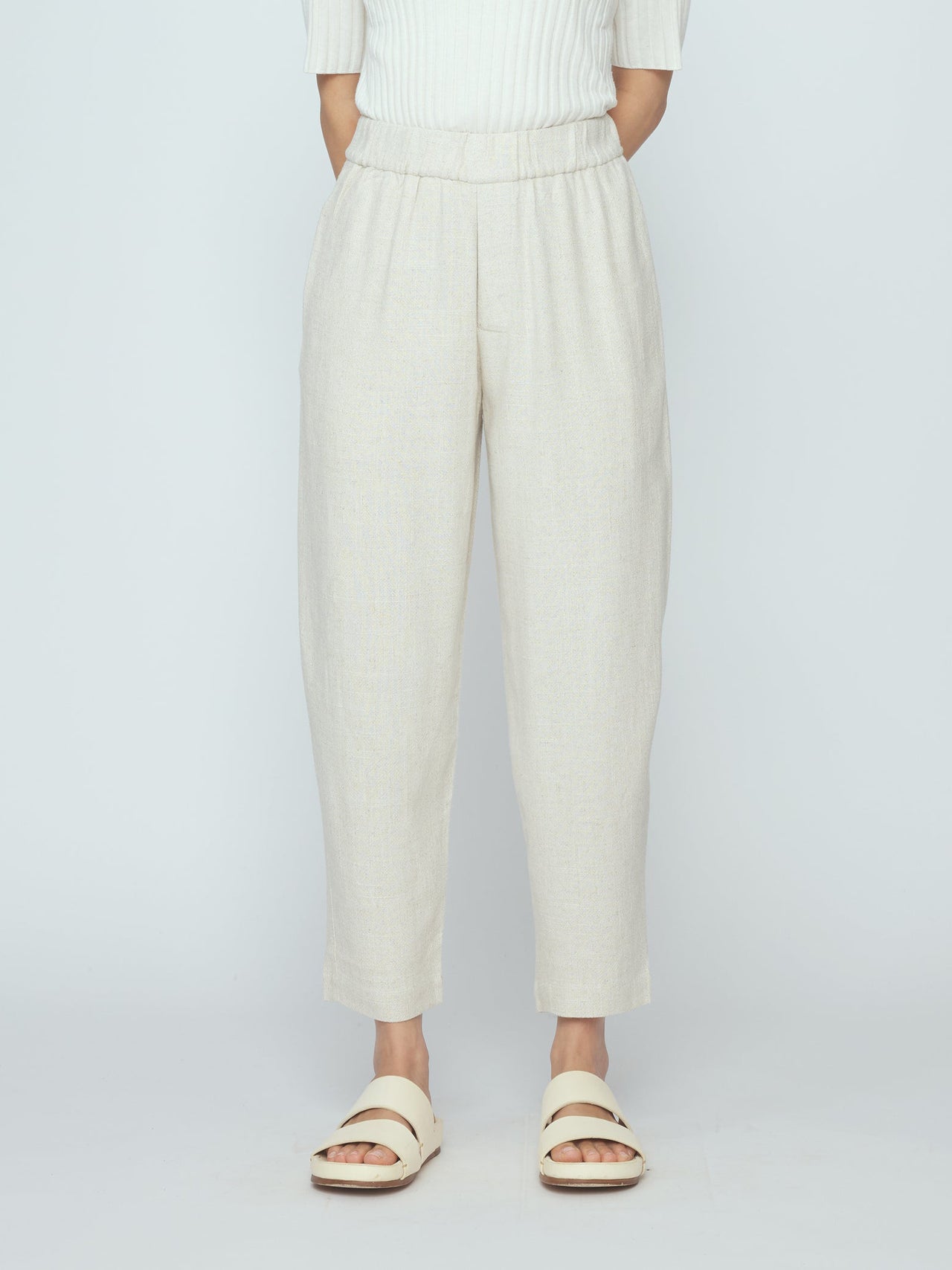 Signature Elastic Pull-Up Trouser Oatmeal