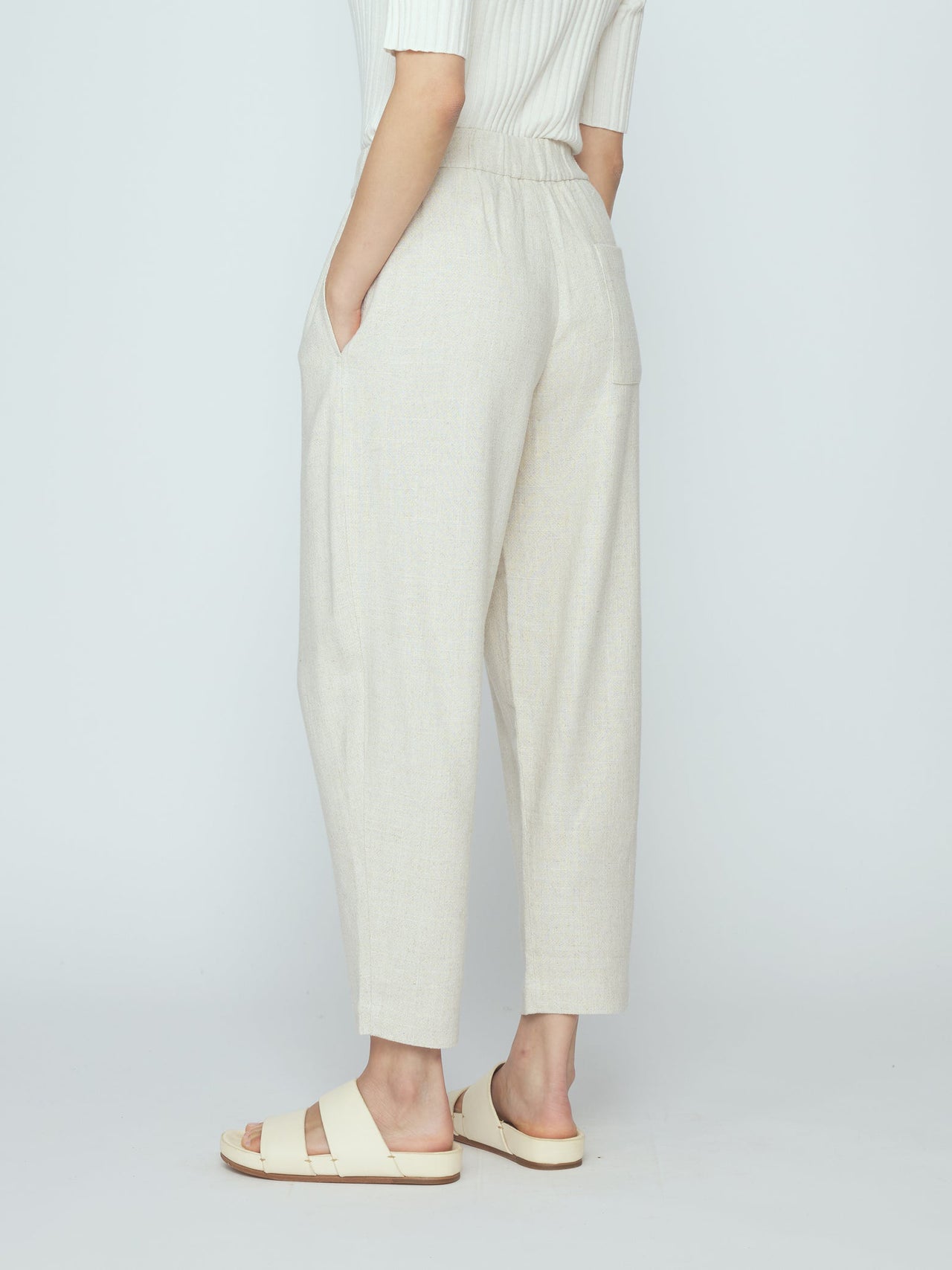 Signature Elastic Pull-Up Trouser Oatmeal