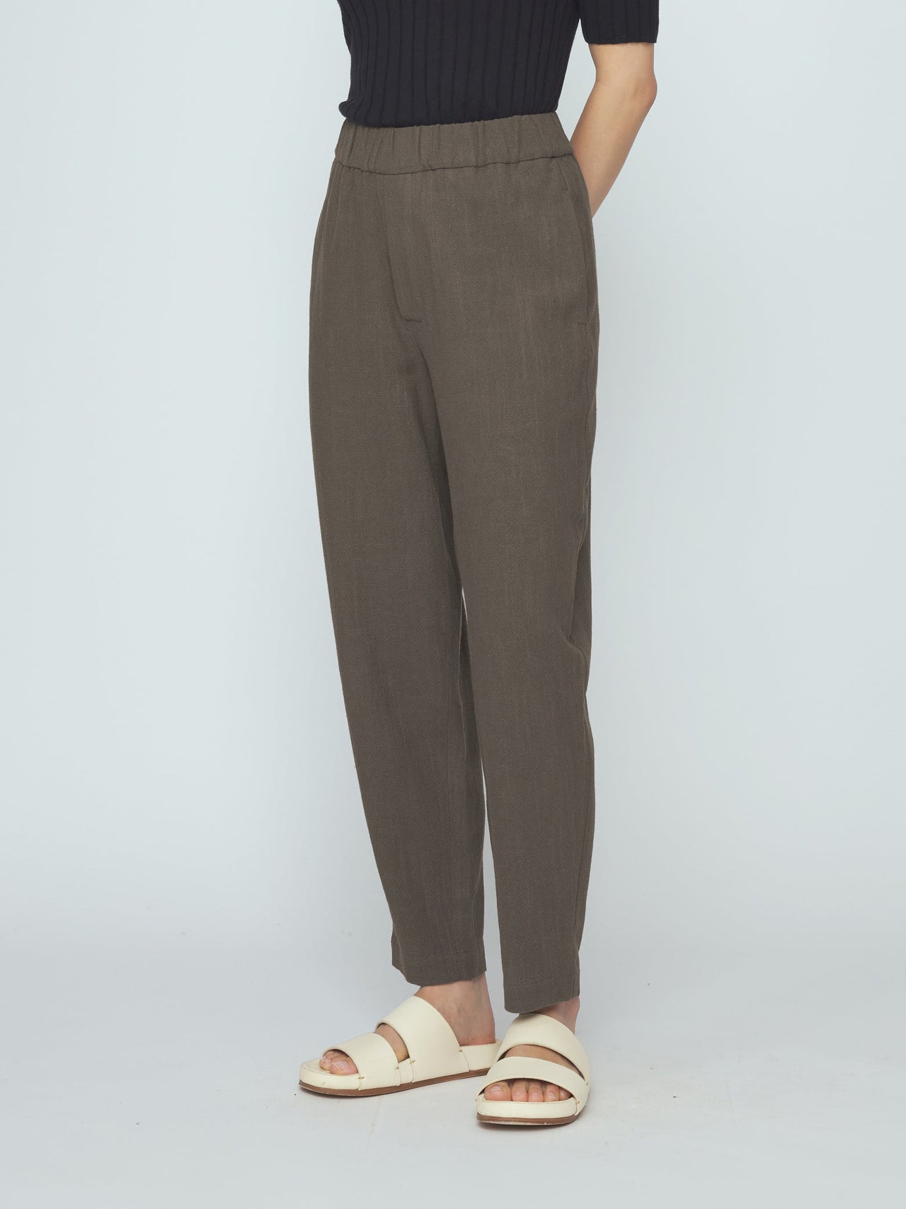 Signature Elastic Pull-Up Trouser Olive