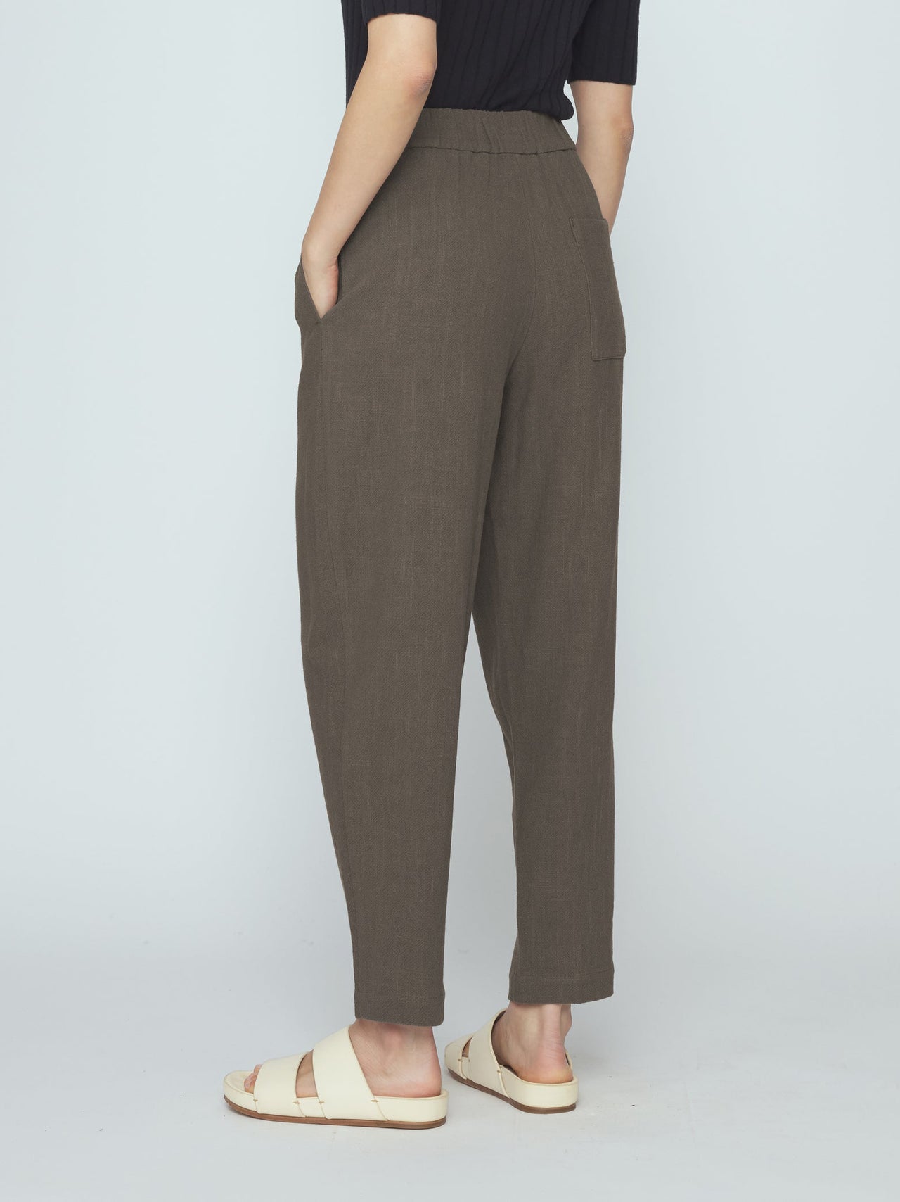 Signature Elastic Pull-Up Trouser Olive