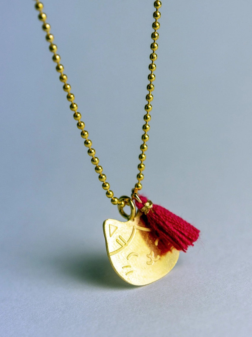 Manekineko Tassel Pendant Necklace