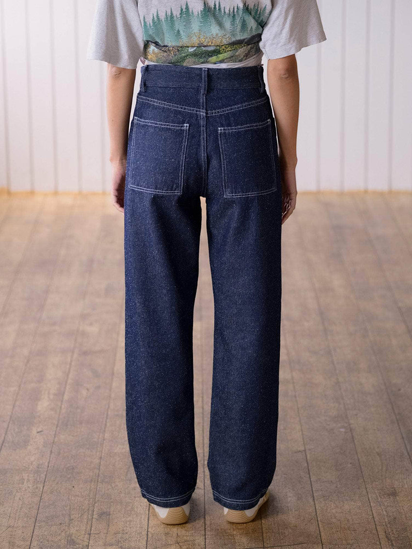 Tajo Silk Cotton Denim Pants Indigo Blue Wash