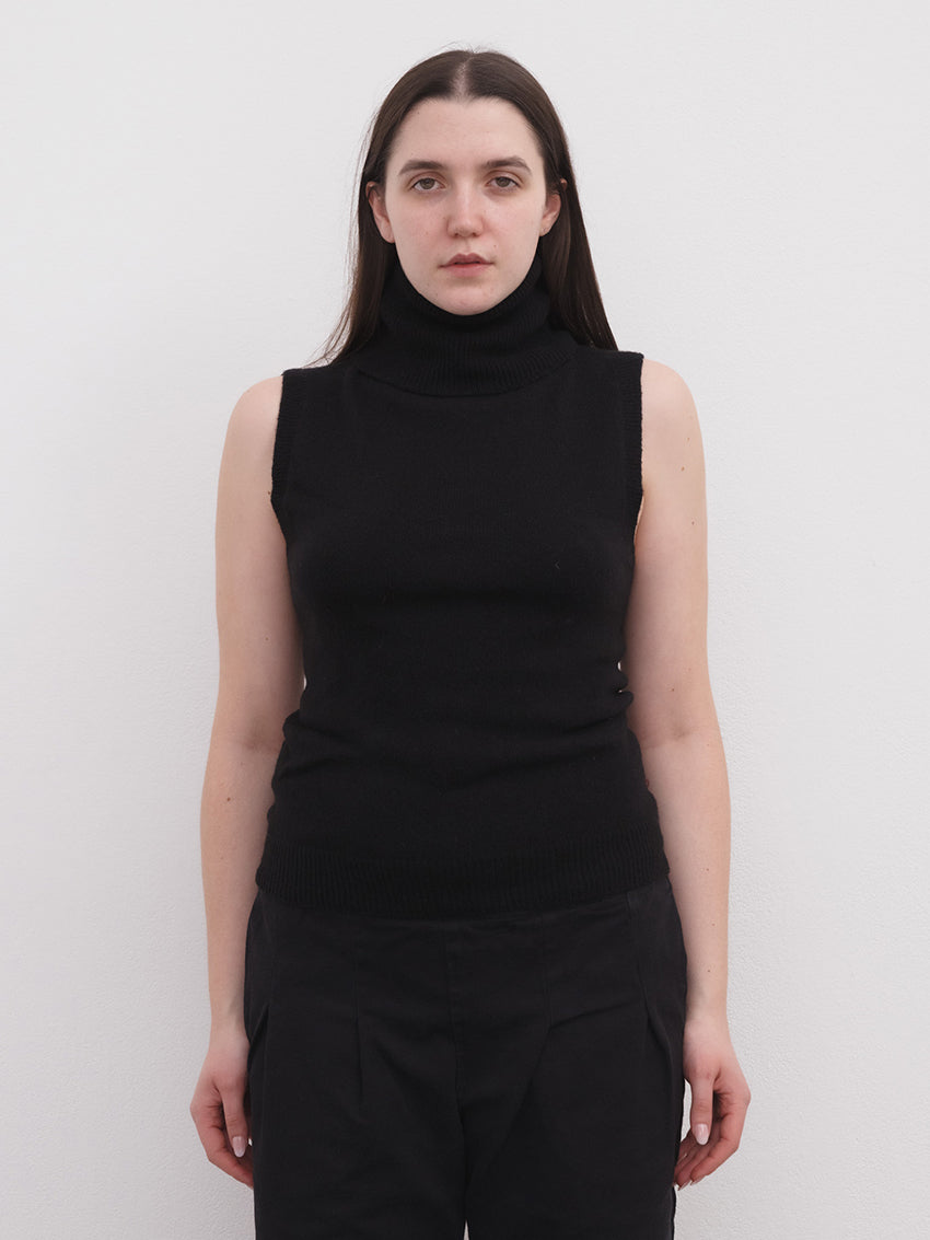 Tier Cashmere Turtleneck Vest Black