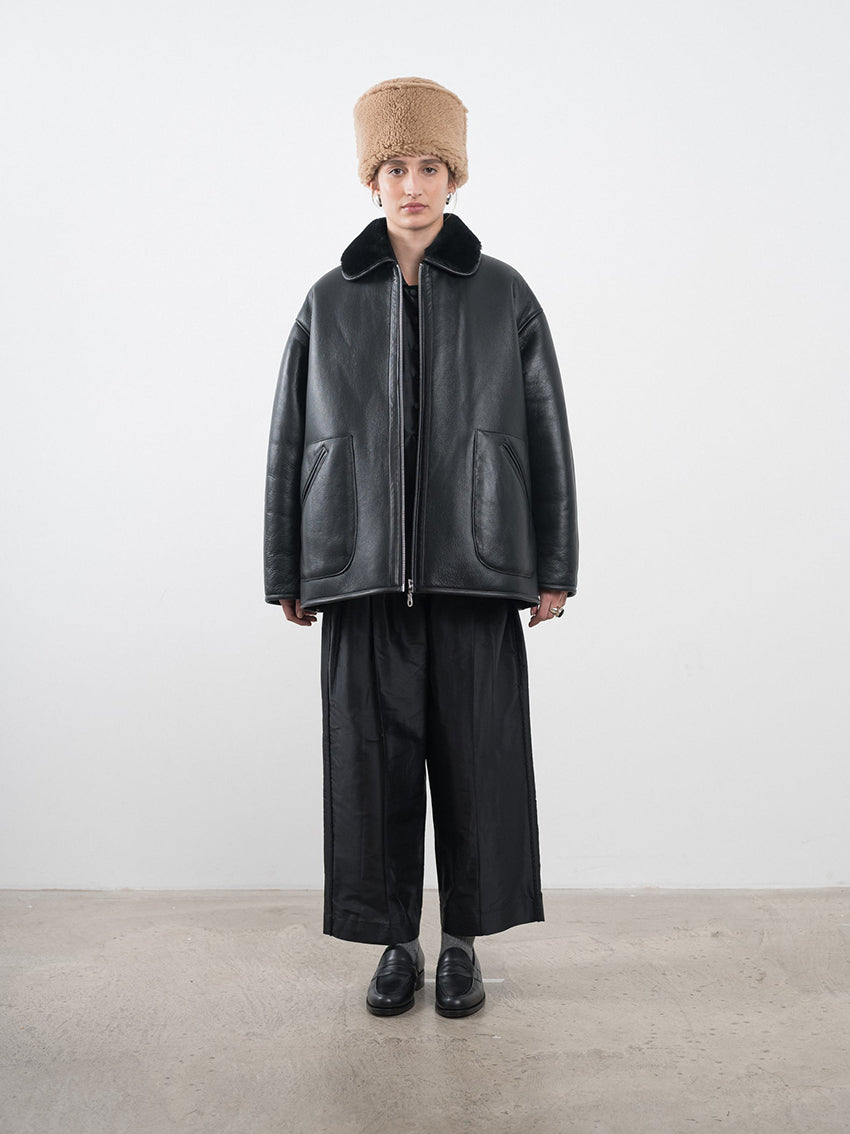 Leather Back Straight Hair Ronny Jacket Black