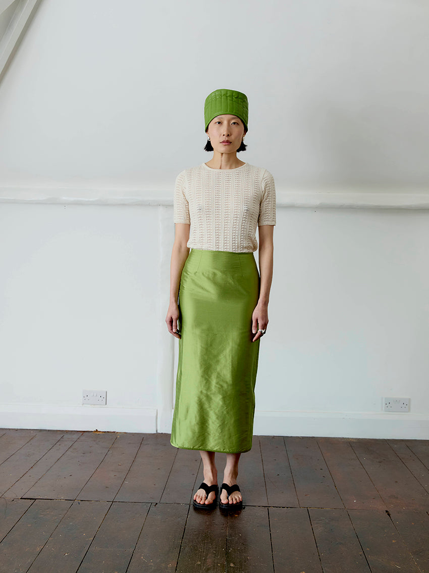 Silk Dupion Sadie Skirt Apple