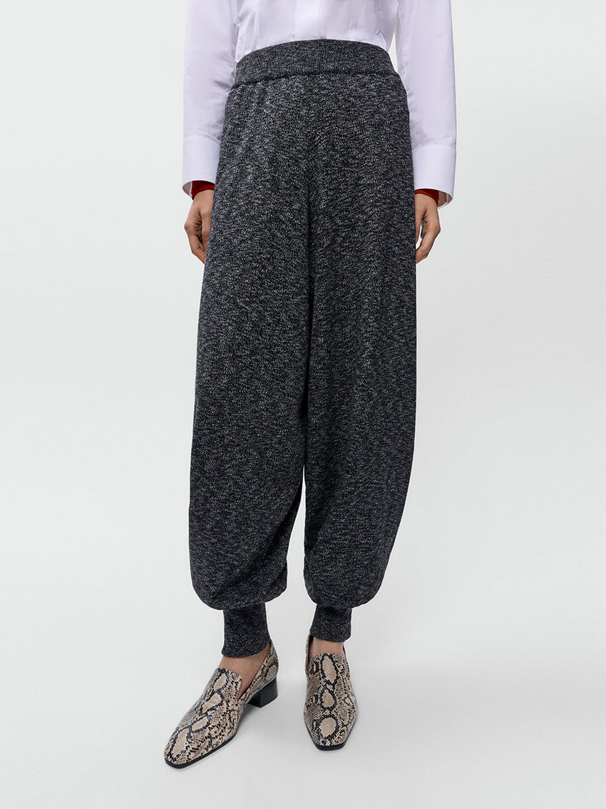 Cotton Flecked Pants Black