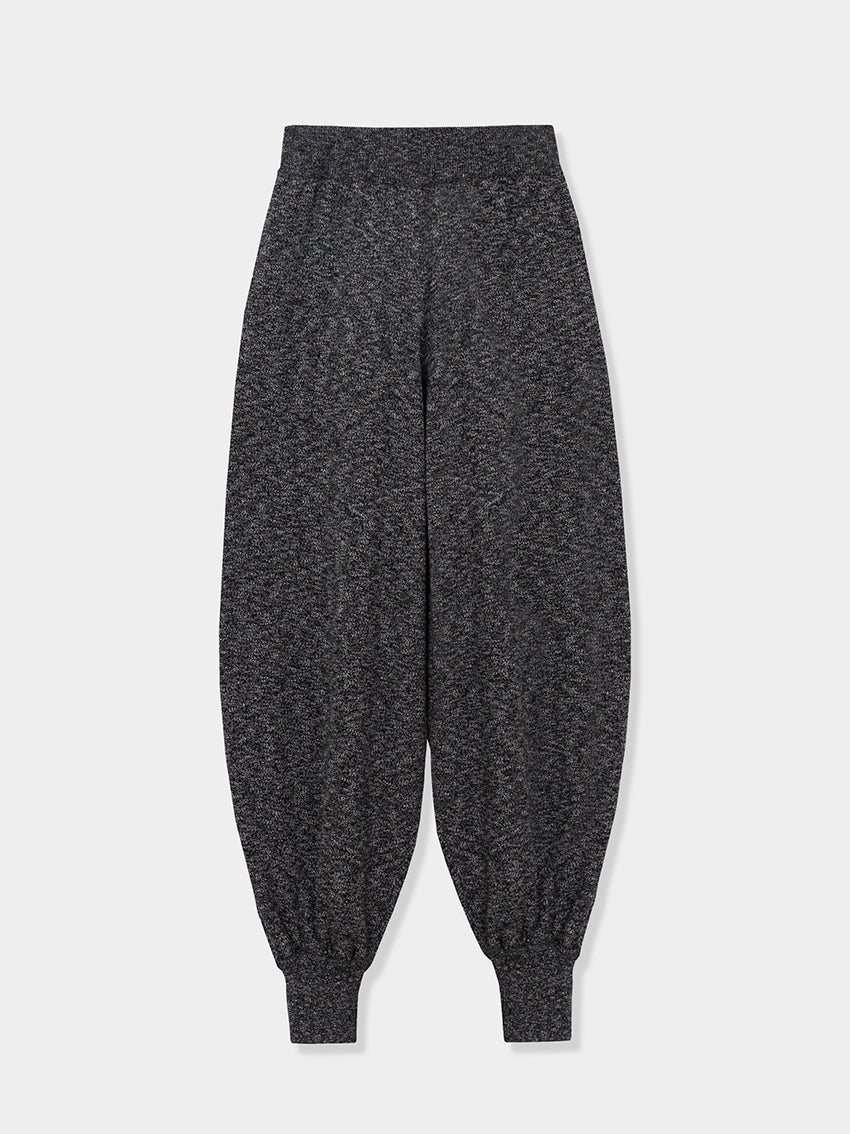 Cotton Flecked Pants Black