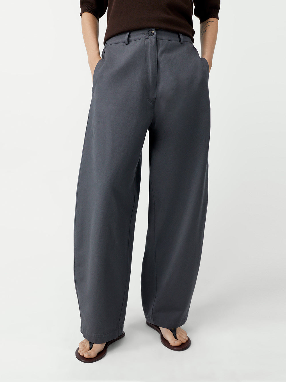 Cotton & Linen Curved Pants Graphite