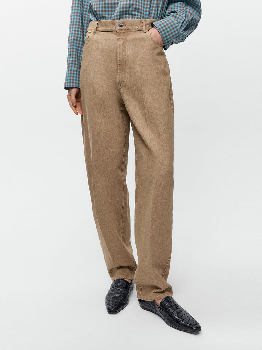 Denim Carrot Pants Beige