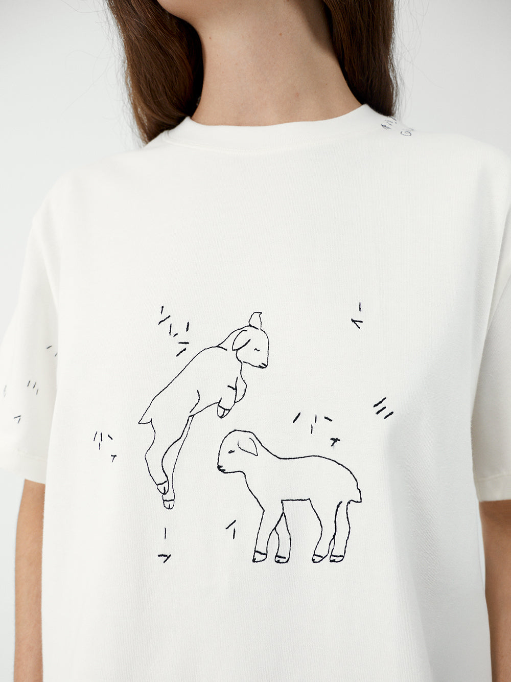 Embroidered Knit T-Shirt White