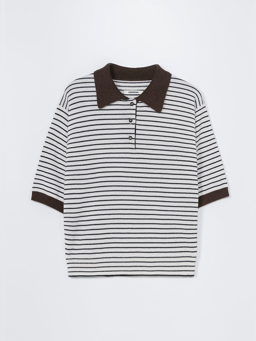 Merino Wool Striped Polo