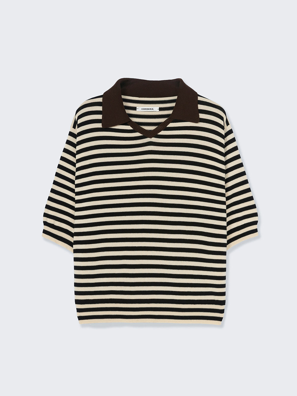 Organic Cotton V-Neck Polo Stripe