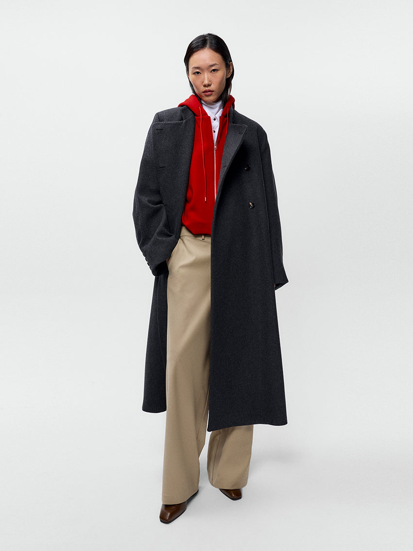 Virgin Wool Long Coat Anthracite