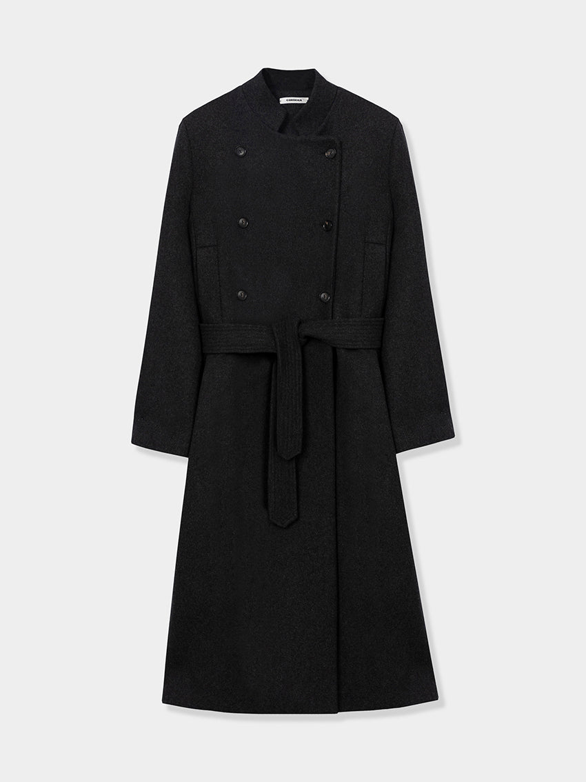 Virgin Wool Long Coat Anthracite