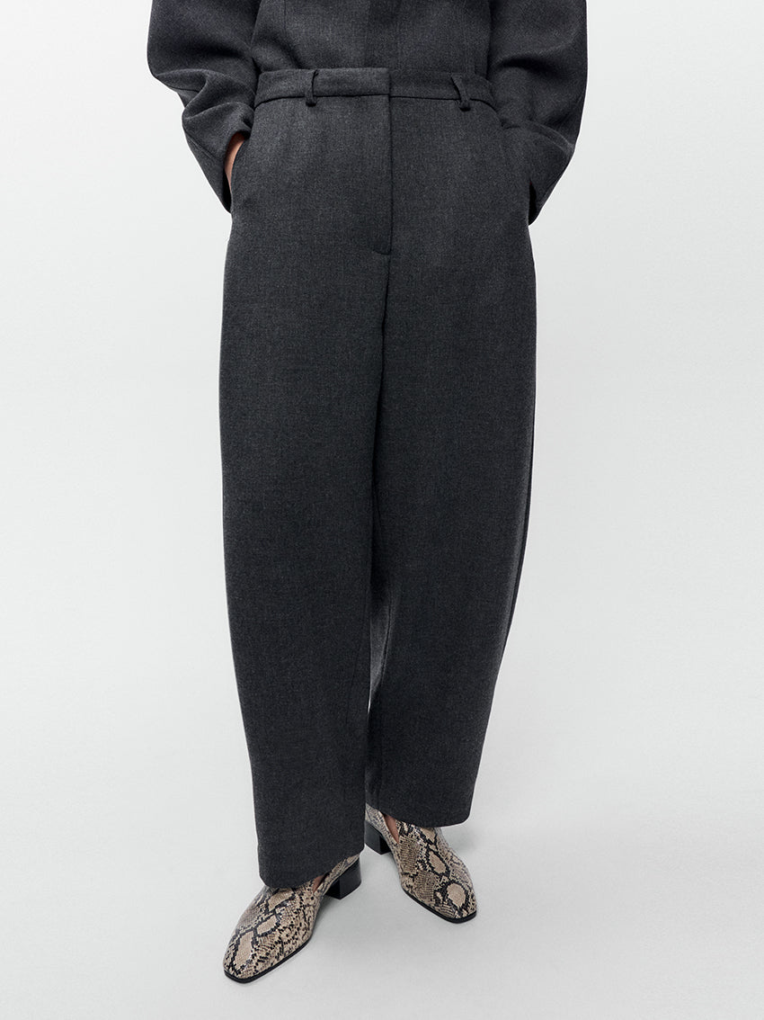 Wool Curved Pants Anthracite