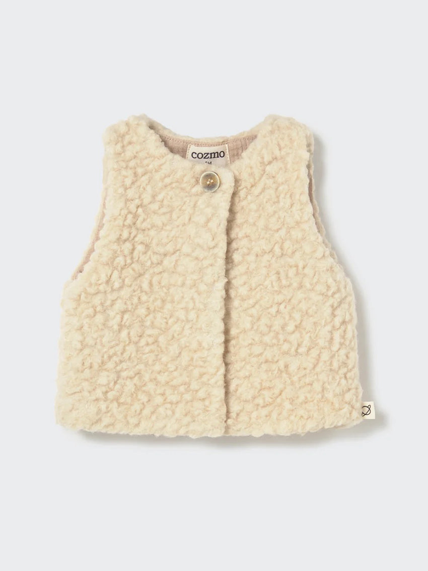 Parma Sherpa Knit Baby Vest Ivory