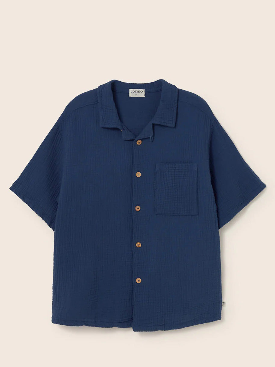 Abel Soft Gauze Shirt Navy