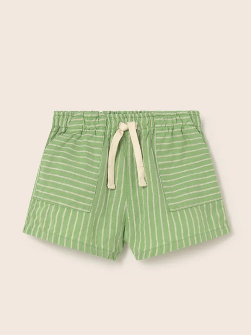 Ciro Green Striped Linen Baby Shorts