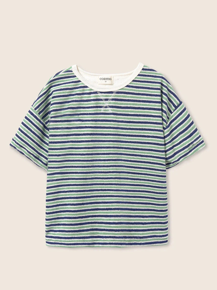 Enea Blue Green Striped Terry T-Shirt