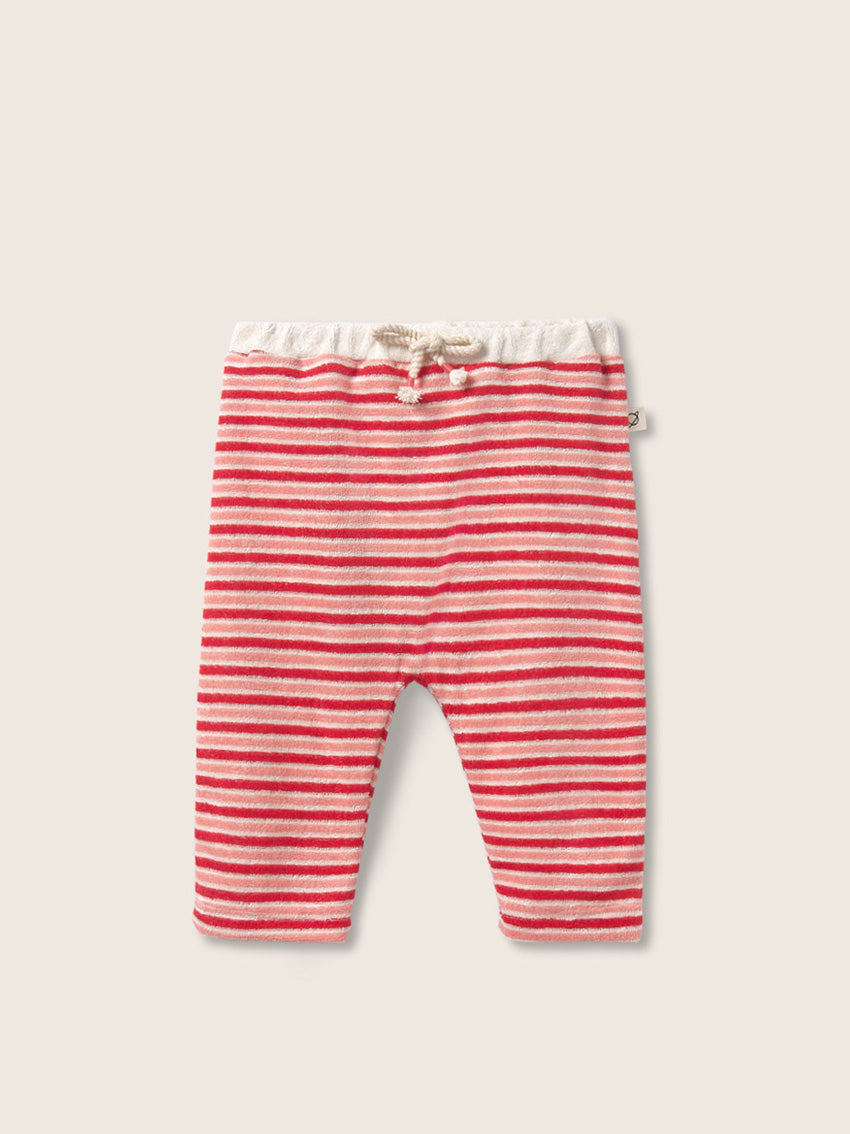Jasper Pink Tomato Striped Terry Baby Pants