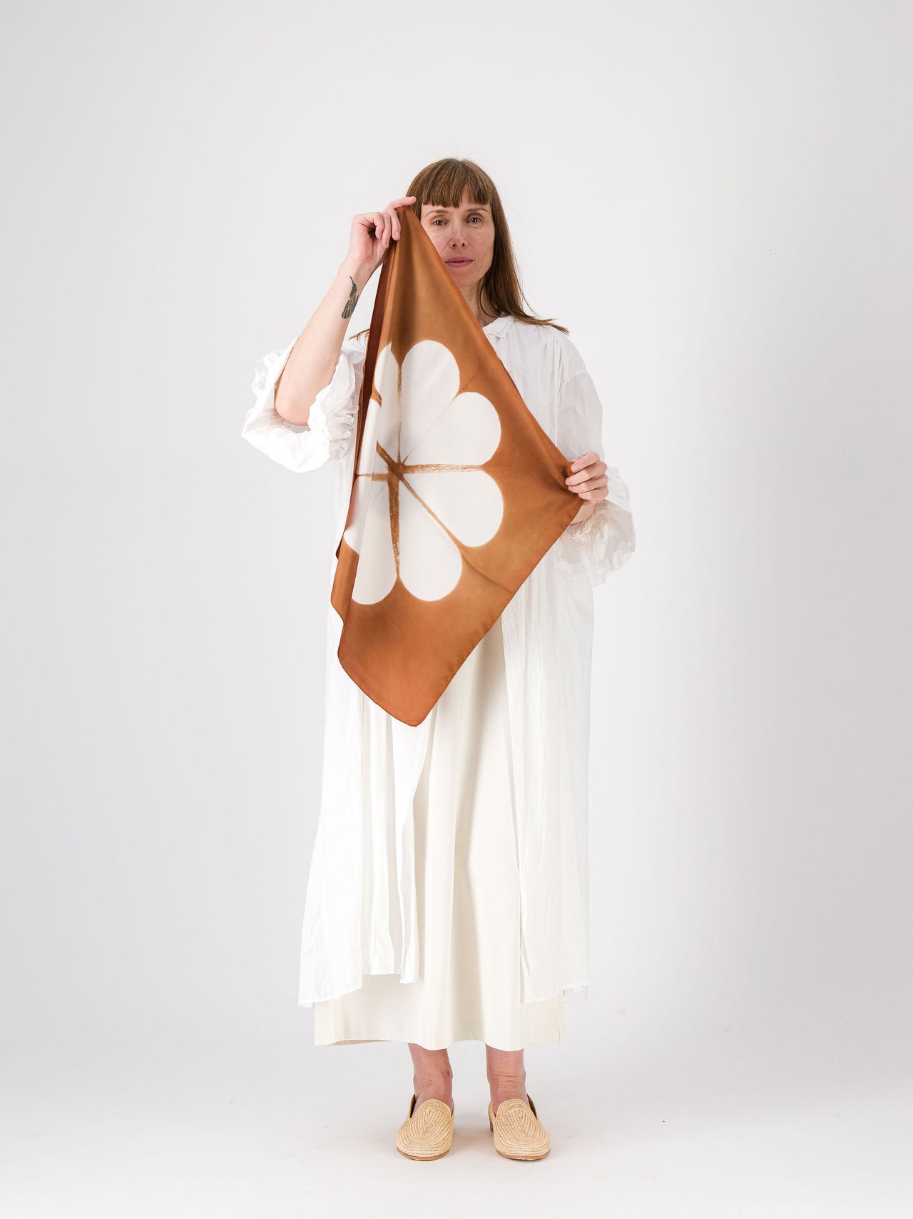 Marguerite Silk Bandana Chestnut & Azur