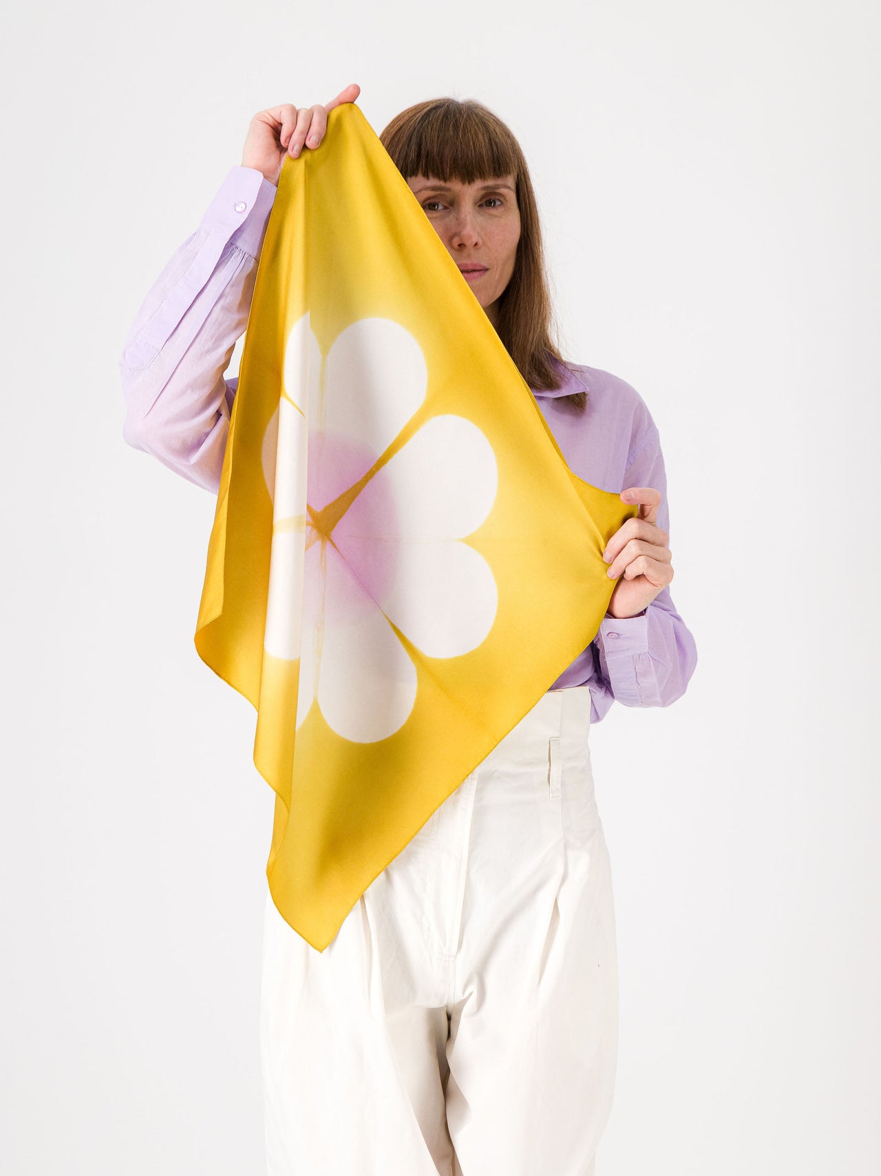 Marguerite Silk Bandana Pink & Anis