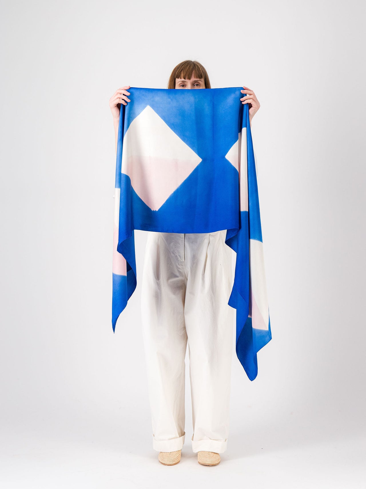 Origami Silk Stole Blue & Pink