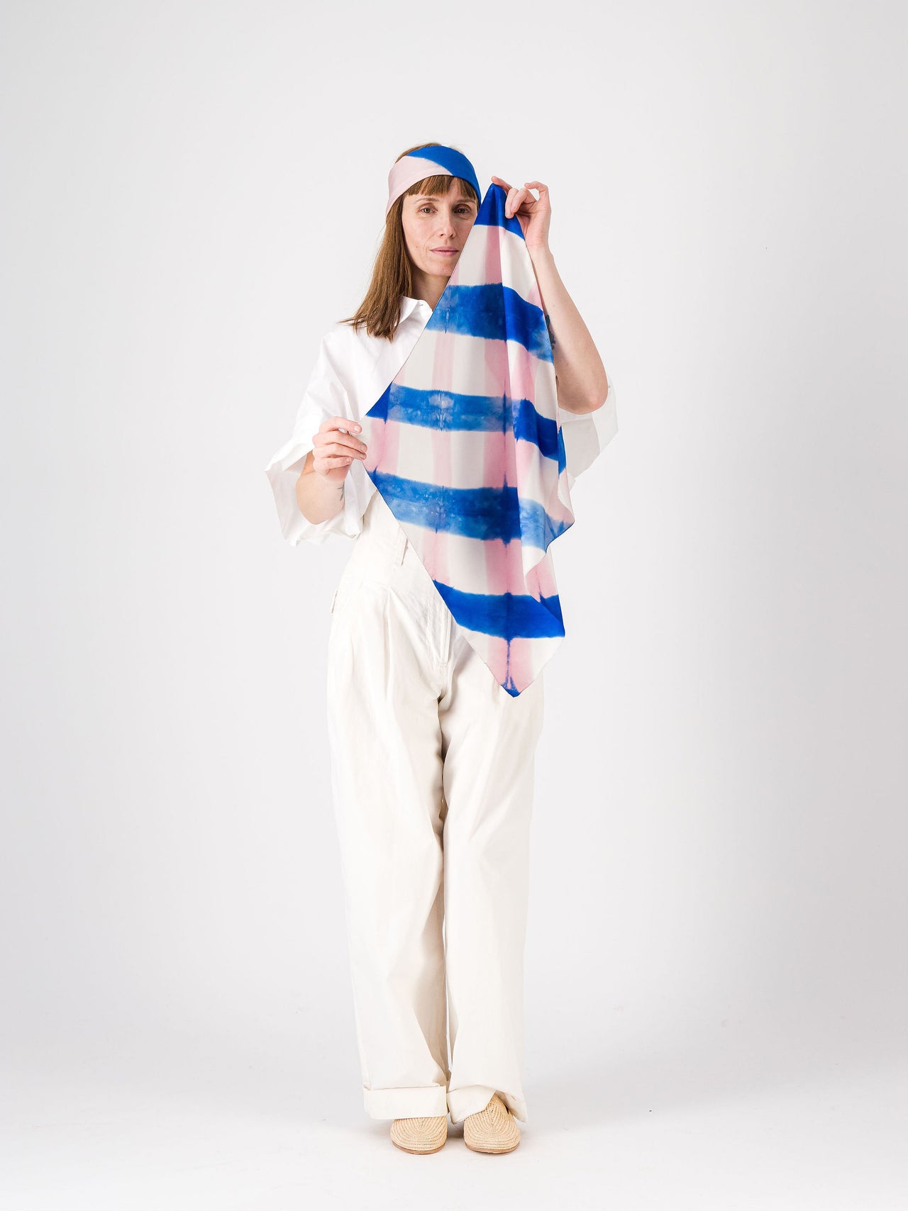 Pique-Nique Silk Bandana Blue & Pink