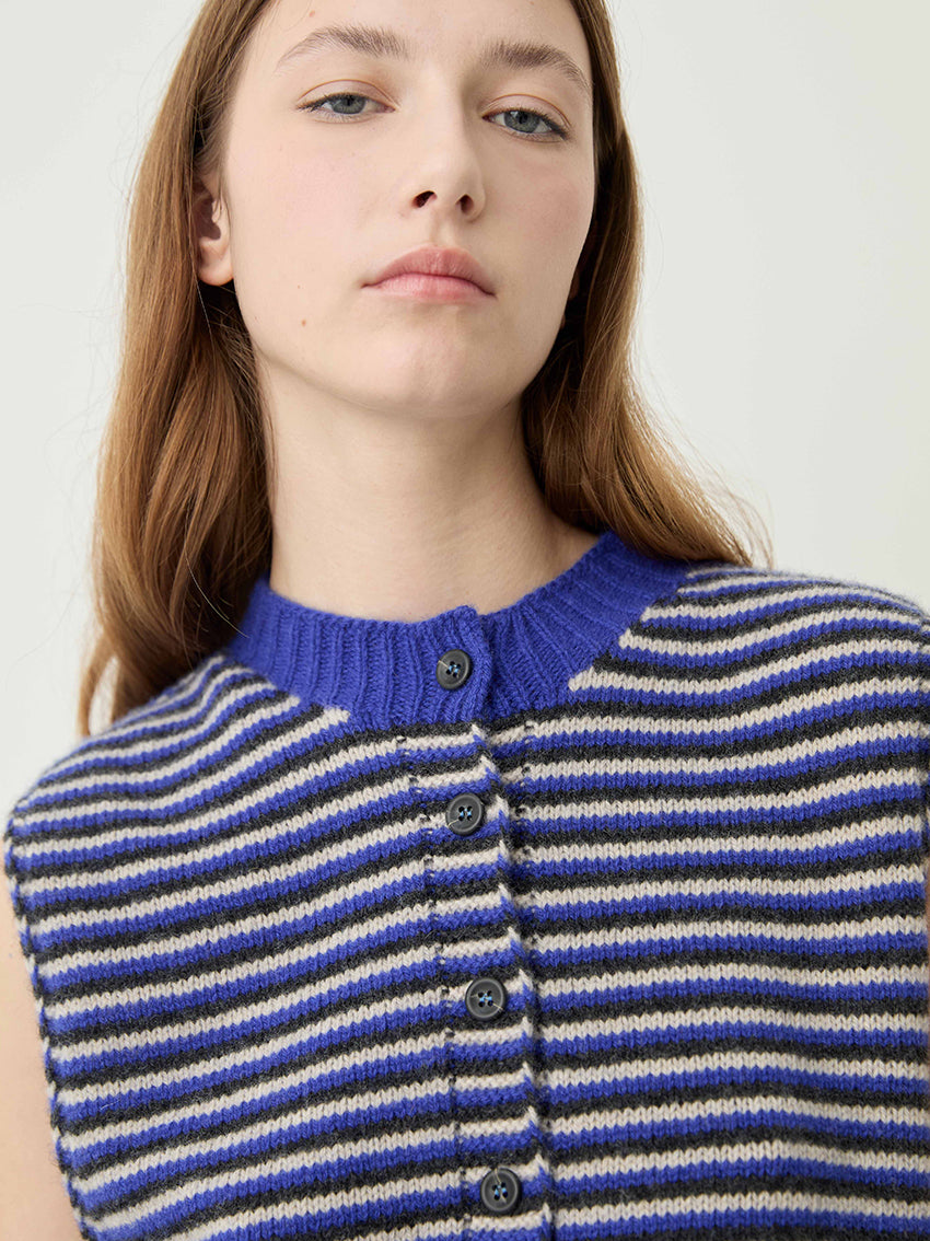 Cori Knit Vest Blue Stripes