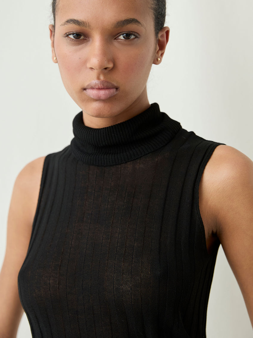 Neat Viscose Top Black
