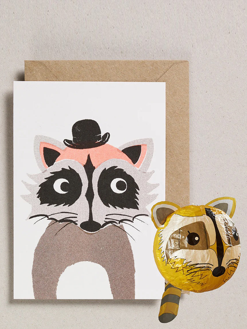 Raccoon Japanese Balloon Card