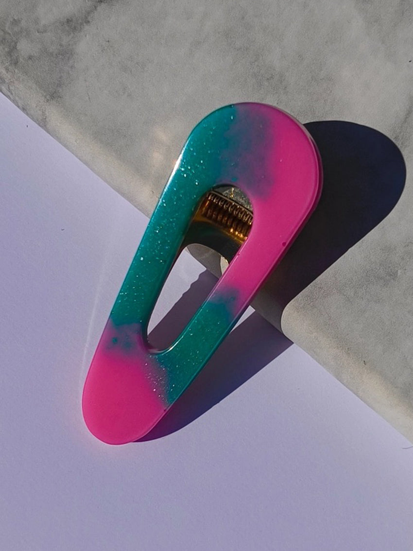 Geo Resin Hair Clip Bubblegum