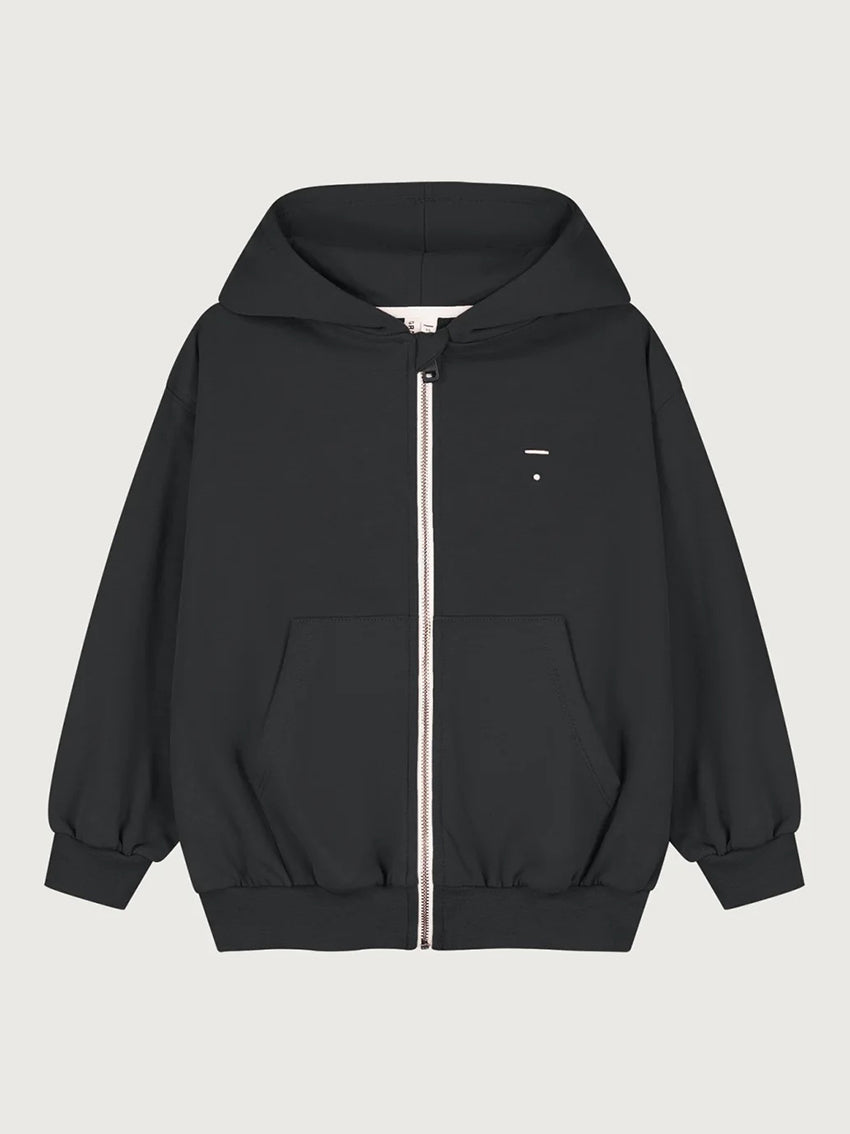 Hooded Cardigan With Zip Pirate Black