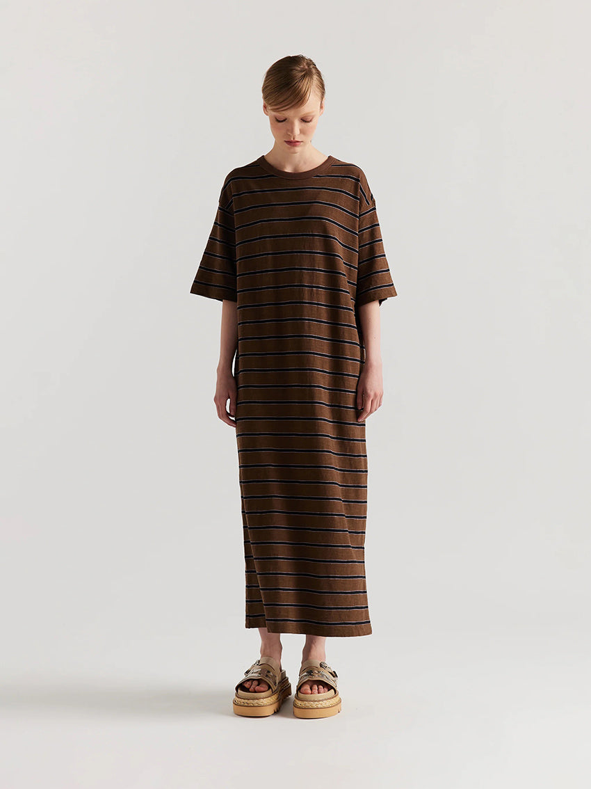 Fidelity Dress Brown / Black / Lilac Stripe