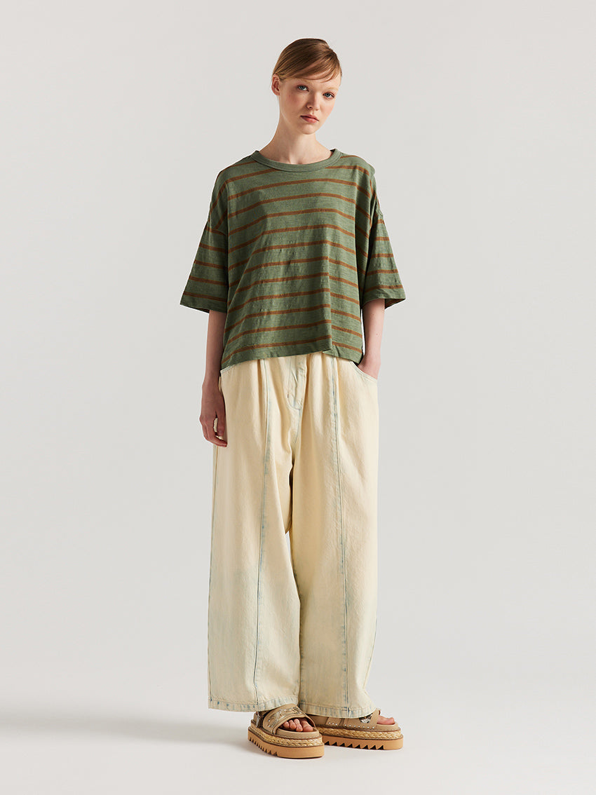 Obelisk Tee Olive / Tan Stripe