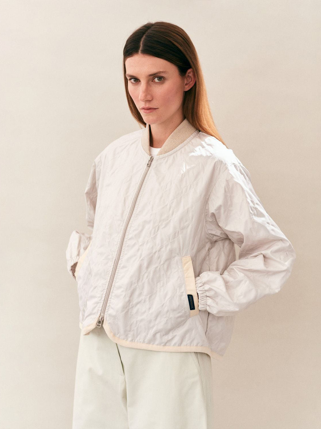 Unwadded Bomber Jacket Moonbeam Silver