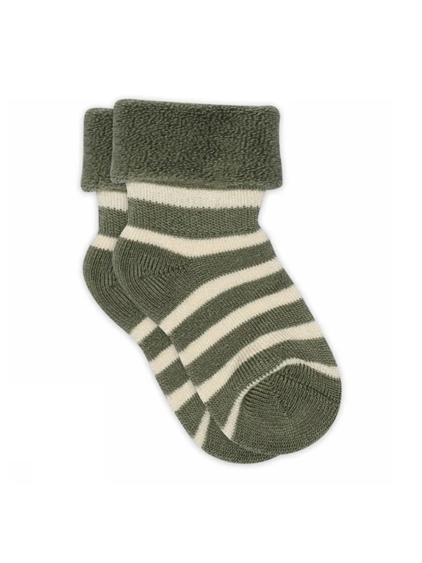 Elis Striped Wool Baby Socks Olivine