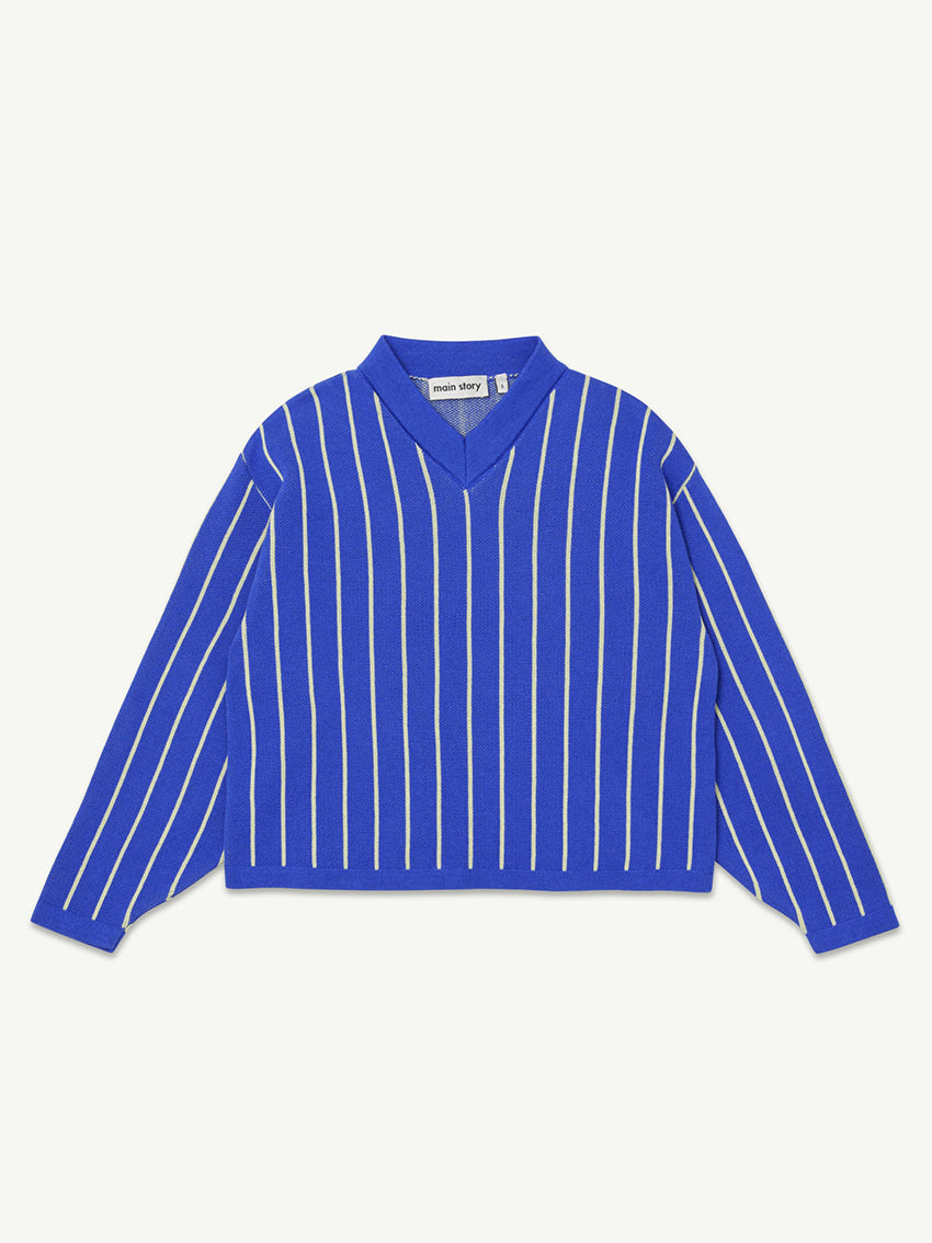V Knit Blue Stripe