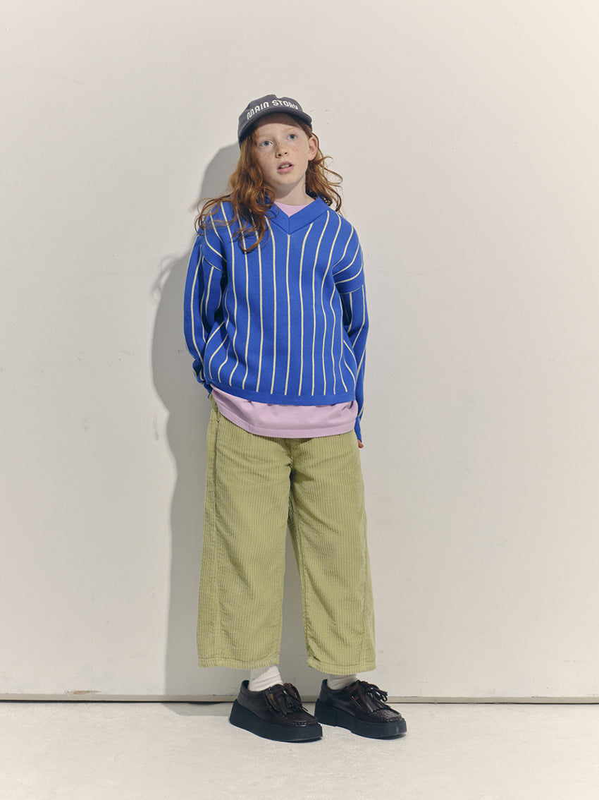 V Knit Blue Stripe