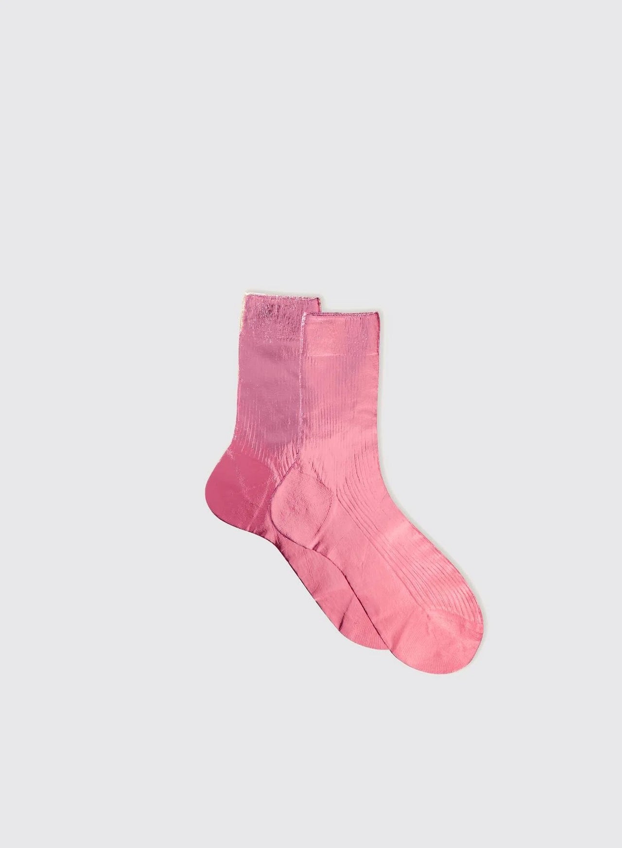 Novelty One Ribbed Laminated Socks Rosa Antico
