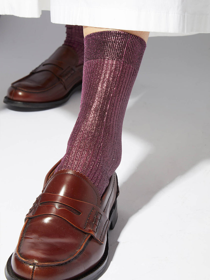 Socks Novelty One Ribbed Laminated Bordeaux