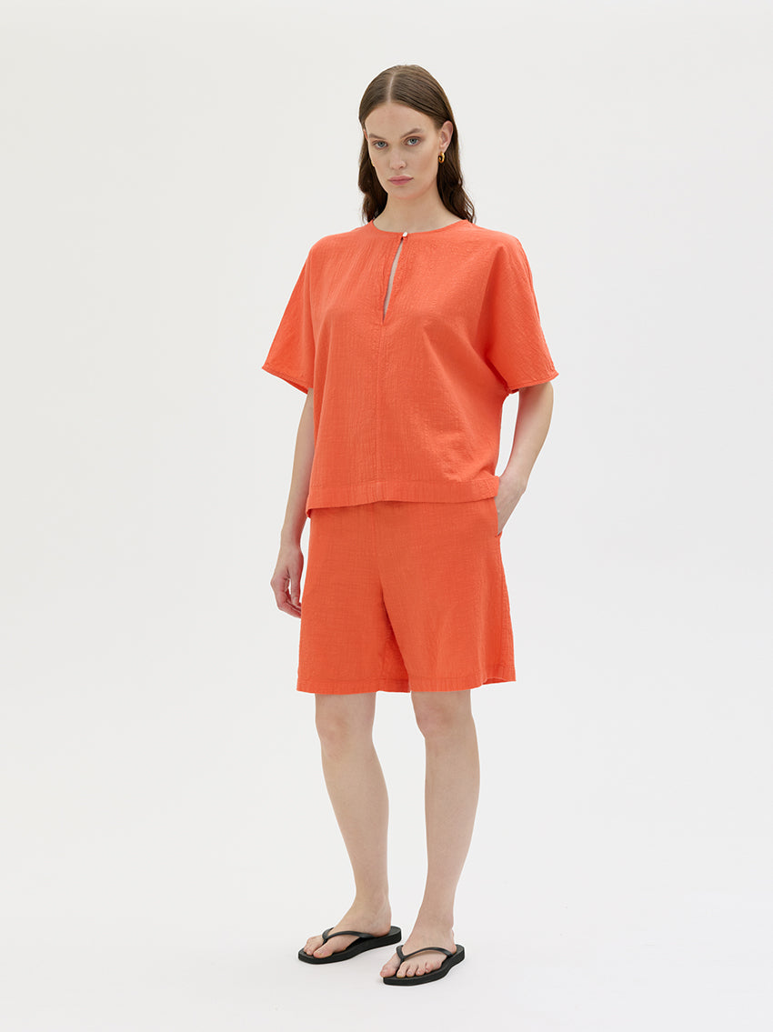 Olena Organic Cotton Blouse Tomato Red