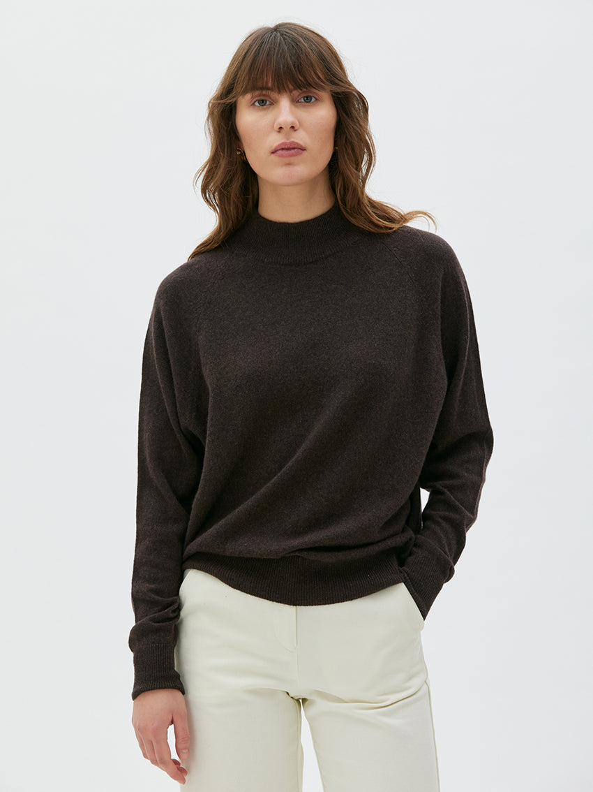 Adila Raglan Cashmere Sweater Dark Brown